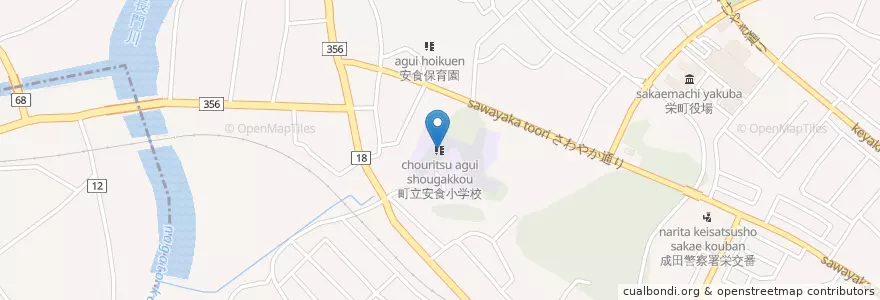 Mapa de ubicacion de 町立安食小学校 en 일본, 지바현, 印旛郡, 栄町.