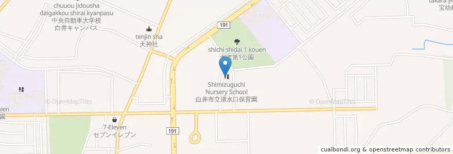 Mapa de ubicacion de 白井市立清水口保育園 en Japon, Préfecture De Chiba, 白井市.