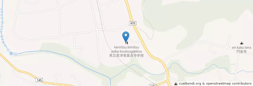 Mapa de ubicacion de 千葉県立君津青葉高等学校 en 日本, 千葉県, 君津市.