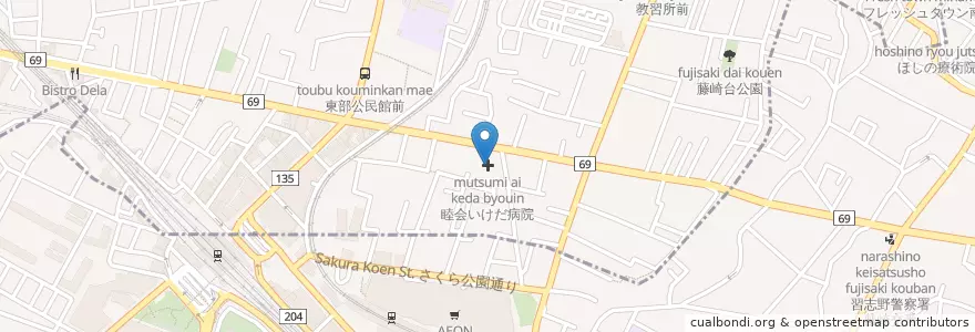 Mapa de ubicacion de いけだ病院 en Jepun, 千葉県, 習志野市.