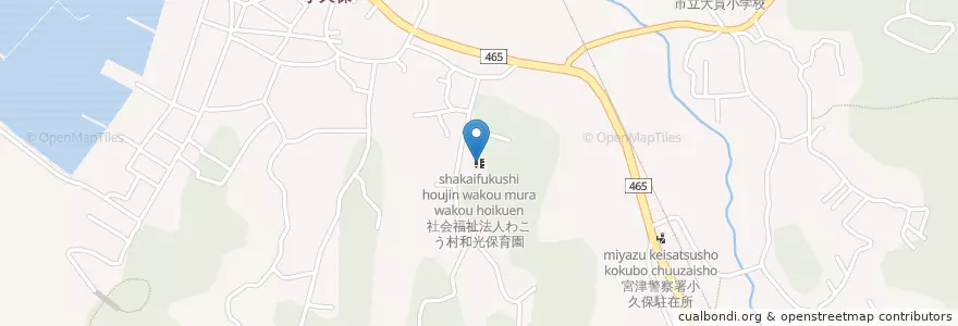 Mapa de ubicacion de 社会福祉法人わこう村和光保育園 en 日本, 千葉県, 富津市.