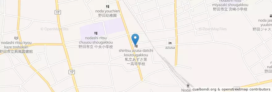 Mapa de ubicacion de 私立あずさ第一高等学校 en 日本, 千葉県, 野田市.