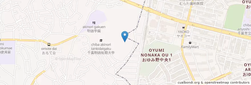 Mapa de ubicacion de 私立千葉明徳中学校 en Japan, Präfektur Chiba, 千葉市, 緑区, 中央区.