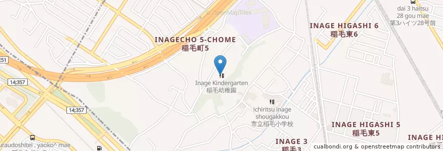 Mapa de ubicacion de 稲毛幼稚園 en Giappone, Prefettura Di Chiba, 千葉市, 稲毛区.
