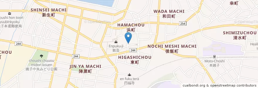 Mapa de ubicacion de 積仁会島田総合病院 en ژاپن, 千葉県, 銚子市.