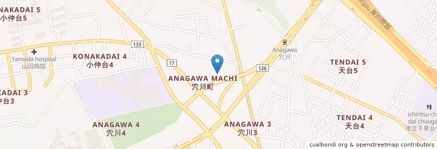 Mapa de ubicacion de 穴川花園幼稚園 en Jepun, 千葉県, 千葉市, 稲毛区.
