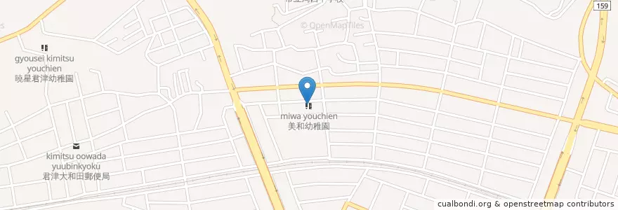 Mapa de ubicacion de 美和幼稚園 en Japon, Préfecture De Chiba, 君津市.