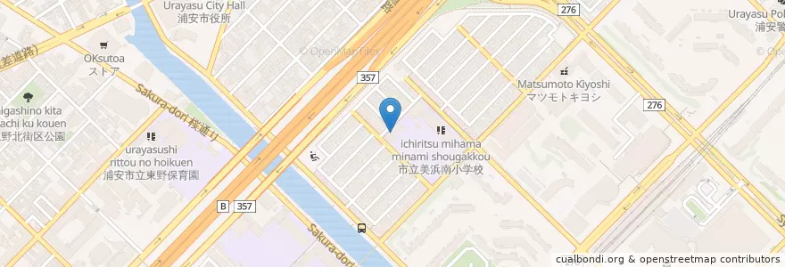 Mapa de ubicacion de 美浜南幼稚園 en ژاپن, 千葉県, 浦安市.