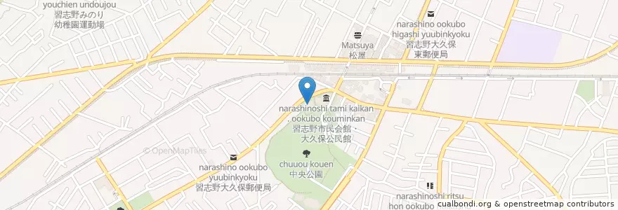 Mapa de ubicacion de 習志野市立大久保図書館 en Jepun, 千葉県, 習志野市.