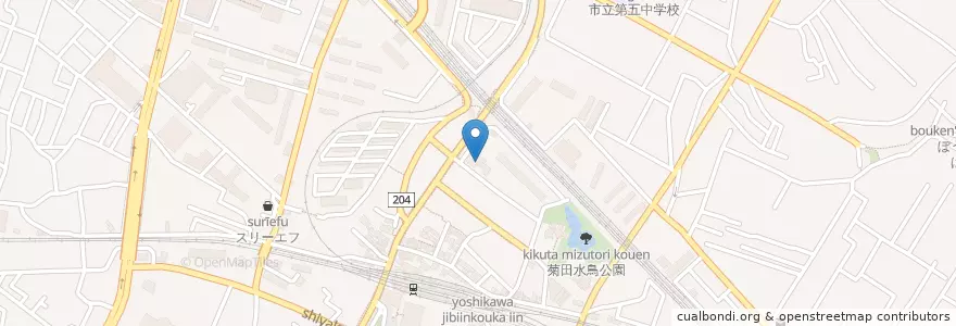 Mapa de ubicacion de 習志野市立菊田第二保育所 en Japonya, 千葉県, 習志野市.