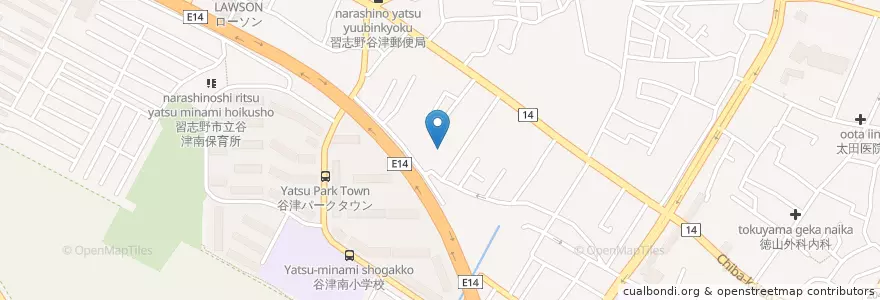 Mapa de ubicacion de 習志野市谷津保育所 en Japão, 千葉県, 習志野市.