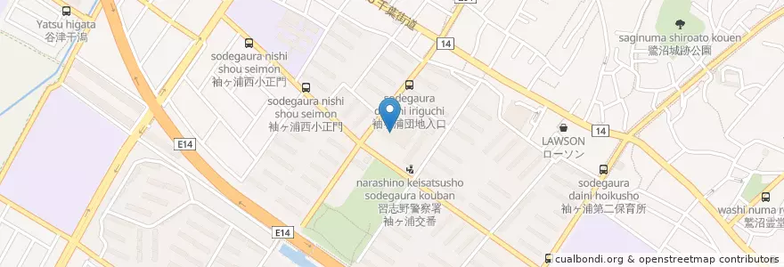 Mapa de ubicacion de 習志野袖ヶ浦郵便局 en اليابان, 千葉県, 習志野市.