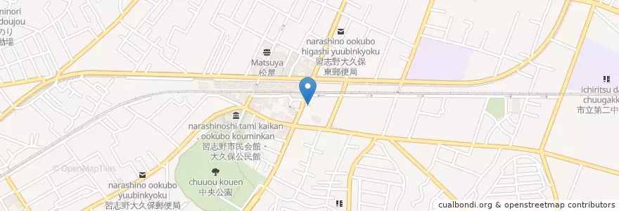 Mapa de ubicacion de 習志野警察署京成大久保駅前交番 en Japón, Prefectura De Chiba, Narashino.