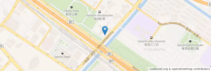 Mapa de ubicacion de 習志野警察署秋津交番 en Japón, Prefectura De Chiba, Narashino.