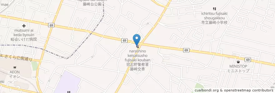 Mapa de ubicacion de 習志野警察署藤崎交番 en Япония, Тиба, 習志野市.