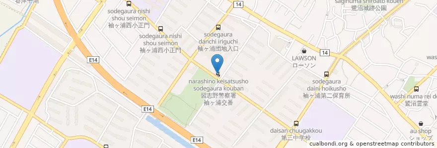 Mapa de ubicacion de 習志野警察署袖ヶ浦交番 en 日本, 千葉県, 習志野市.