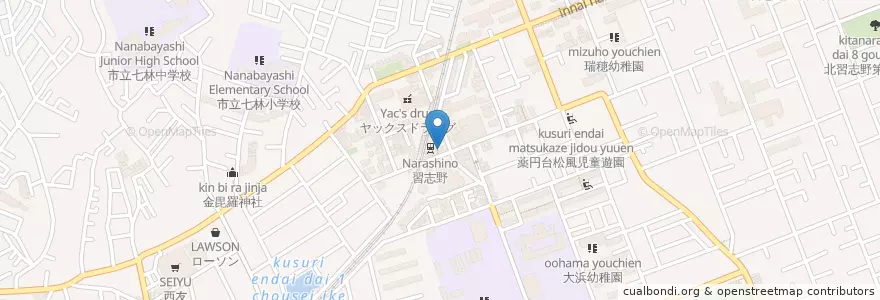 Mapa de ubicacion de 習志野駅前郵便局 en اليابان, 千葉県, 船橋市.