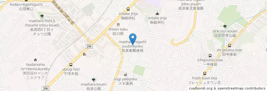 Mapa de ubicacion de 船橋前原東郵便局 en Japonya, 千葉県, 船橋市.
