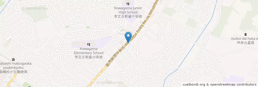 Mapa de ubicacion de 船橋古和釜郵便局 en Япония, Тиба, 船橋市.