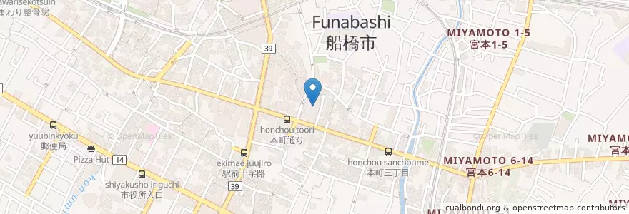 Mapa de ubicacion de 船橋市中央図書館 en اليابان, 千葉県, 船橋市.