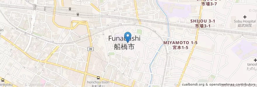 Mapa de ubicacion de 船橋市立中央保育園 en Japón, Prefectura De Chiba, Funabashi.
