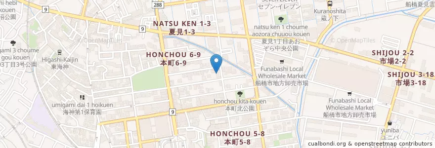 Mapa de ubicacion de 船橋市立本町保育園 en Japan, 千葉県, 船橋市.