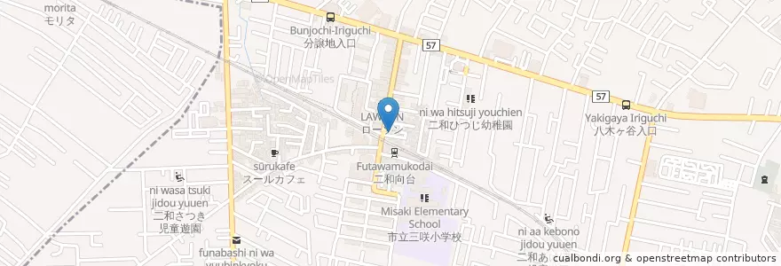 Mapa de ubicacion de 船橋東警察署二和交番 en اليابان, 千葉県, 船橋市.