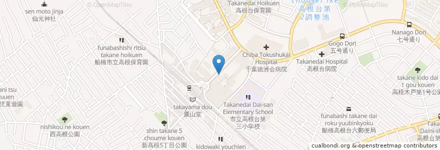 Mapa de ubicacion de 船橋東警察署高根台交番 en اليابان, 千葉県, 船橋市.