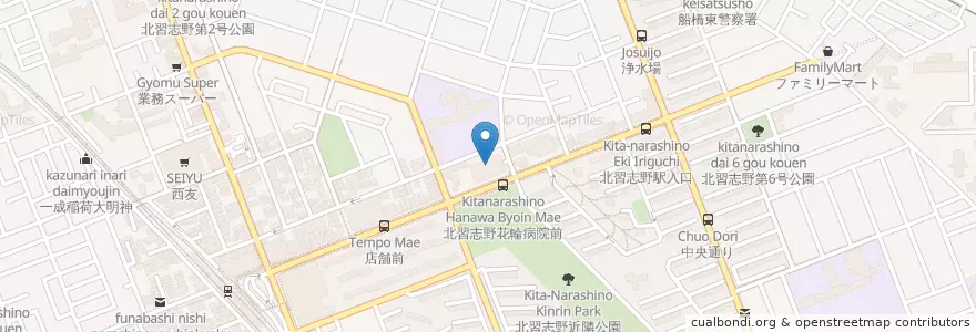 Mapa de ubicacion de 船橋東郵便局 en Japan, Präfektur Chiba, 船橋市.