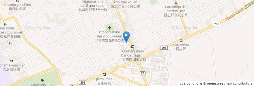 Mapa de ubicacion de 船橋習志野台五郵便局 en ژاپن, 千葉県, 船橋市.