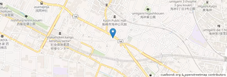 Mapa de ubicacion de 船橋警察署海神交番 en Japão, 千葉県, 船橋市.