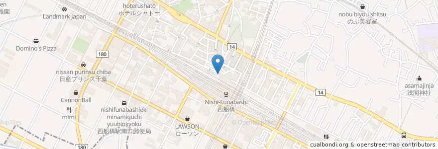 Mapa de ubicacion de 船橋警察署西船橋駅前交番 en Jepun, 千葉県, 船橋市.