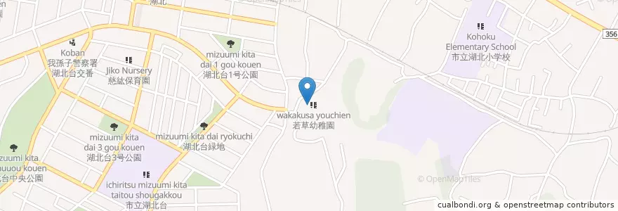 Mapa de ubicacion de 若草幼稚園 en Jepun, 千葉県, 我孫子市.