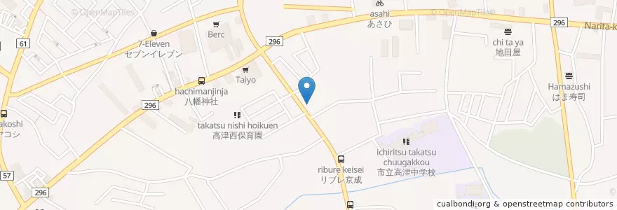 Mapa de ubicacion de 若葉高津保育園 en Japan, Chiba Prefecture, Yachiyo.