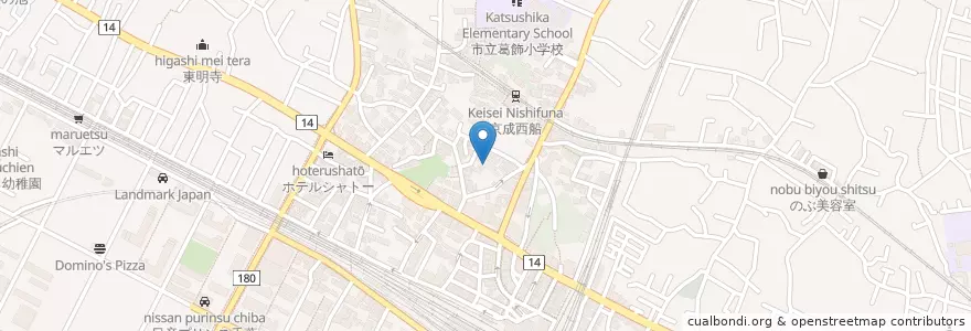 Mapa de ubicacion de 葛飾幼稚園 en اليابان, 千葉県, 船橋市.