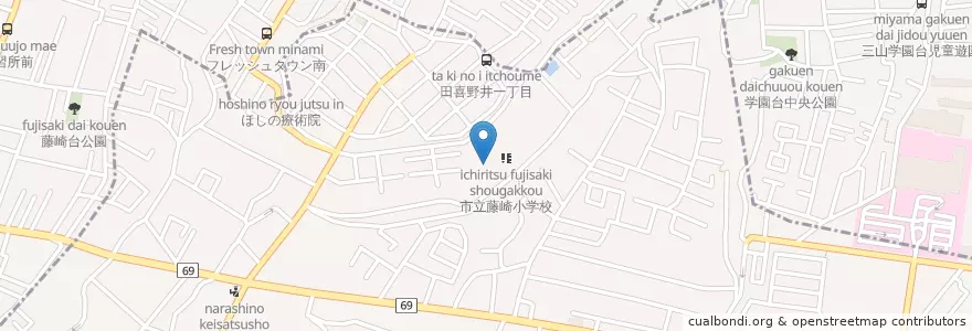 Mapa de ubicacion de 藤崎幼稚園 en اليابان, 千葉県, 船橋市.