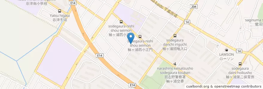 Mapa de ubicacion de 袖ケ浦西幼稚園 en اليابان, 千葉県, 習志野市.