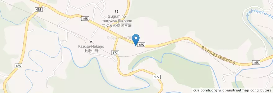 Mapa de ubicacion de 西畑郵便局 en Japan, 千葉県, 夷隅郡, 大多喜町.