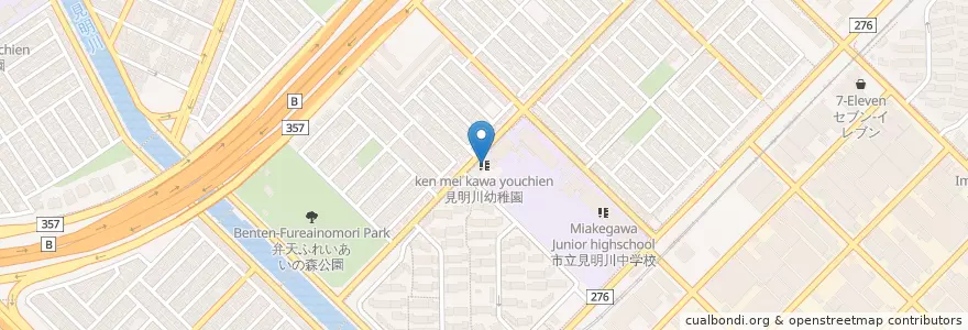 Mapa de ubicacion de 見明川幼稚園 en اليابان, 千葉県, 浦安市.