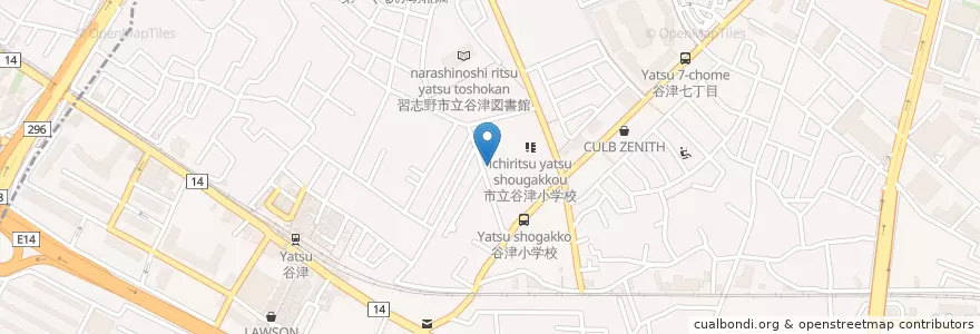 Mapa de ubicacion de 谷津幼稚園 en 日本, 千葉県, 習志野市.
