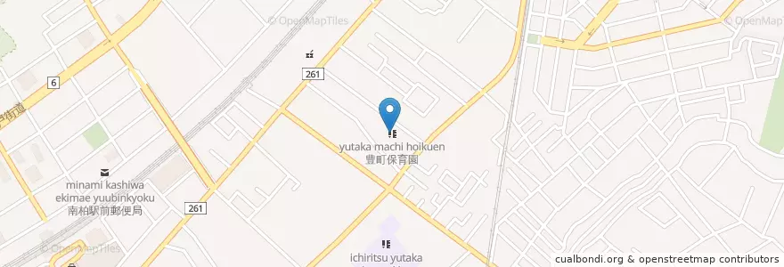 Mapa de ubicacion de 豊町保育園 en Japan, 千葉県, 柏市.