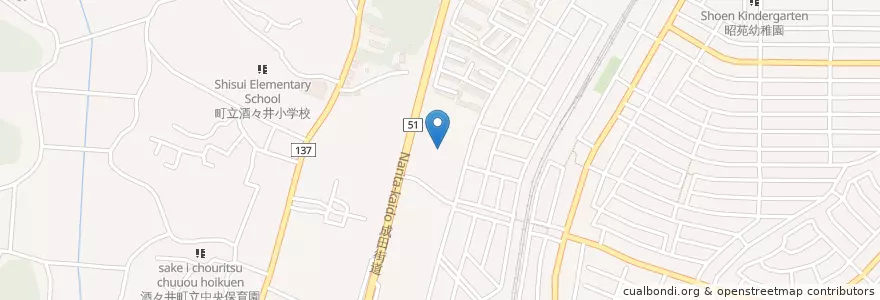 Mapa de ubicacion de 酒々井町立図書館 en Japon, Préfecture De Chiba, 印旛郡, 酒々井町.