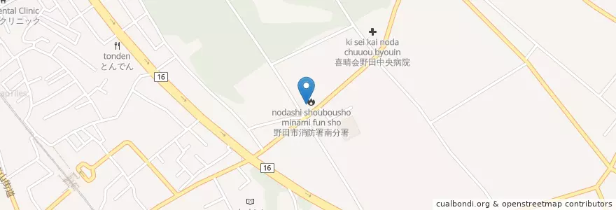 Mapa de ubicacion de 野田市消防署南分署 en Япония, Тиба, 野田市.