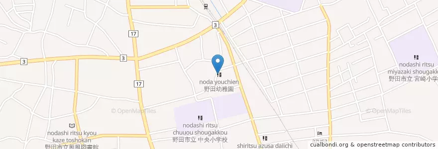 Mapa de ubicacion de 野田幼稚園 en Japão, 千葉県, 野田市.