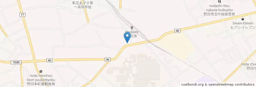 Mapa de ubicacion de 野田警察署野田市駅前交番 en Jepun, 千葉県, 野田市.