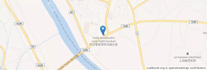 Mapa de ubicacion de 野田警察署野田橋交番 en Japão, 千葉県, 野田市.