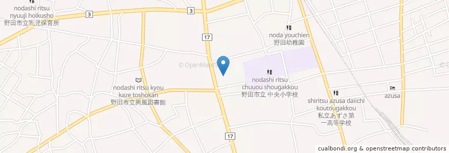 Mapa de ubicacion de 野田郵便局 en 日本, 千葉県, 野田市.
