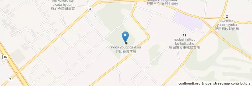 Mapa de ubicacion de 野田養護学校 en 日本, 千葉県, 野田市.