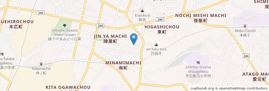 Mapa de ubicacion de 銚子南町郵便局 en Giappone, Prefettura Di Chiba, 銚子市.