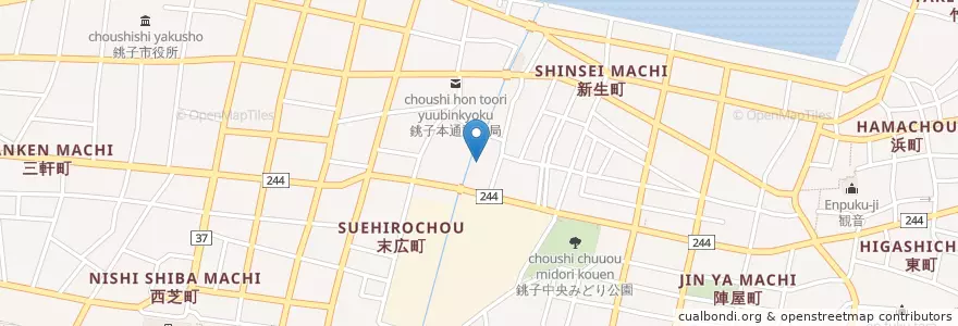 Mapa de ubicacion de 銚子市公正図書館 en Япония, Тиба, 銚子市.